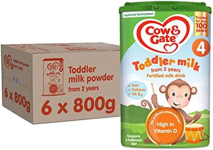 Cow & Gate 4 Toddler Baby Milk Powder Formula, 2-3 Years, 800 g (Pack of 6)