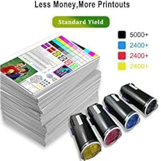 4 Colors Compatible Toner Cartridges for Xerox C500 C505 Series (Black Cyan Magenta Yellow) 5000 Pages for Black & 2400 Pages for C / M / Y for Xerox VersaLink C500 C505 Laser - Packaging May Vary