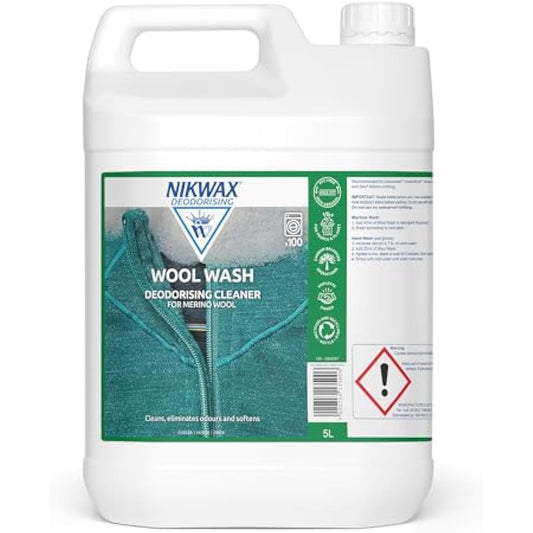 NIKWAX WOOL WASH High-Performance Cleaner and Conditioner for Woollen Base Layers. Cleans, Softens, Enhances Wicking, Freshens Wool, Merino Sports Clothing and Accelerates Drying - 5 Litre