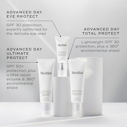 Medik8 Advance Day Ultimate Protect - SPF 50+ Age-Defying Moisturiser with Photolyase SPF 50+ PA++++ - Hydrating & Non-Greasy UV Protection - With Age-Defying DNA Repair Enzymes - 50ml