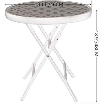 PHI VILLA Folding Side Table, Foldable Coffee Table, Outdoor Garden Table, Small Round Patio Table for Outdoor and Indoor-Blue
