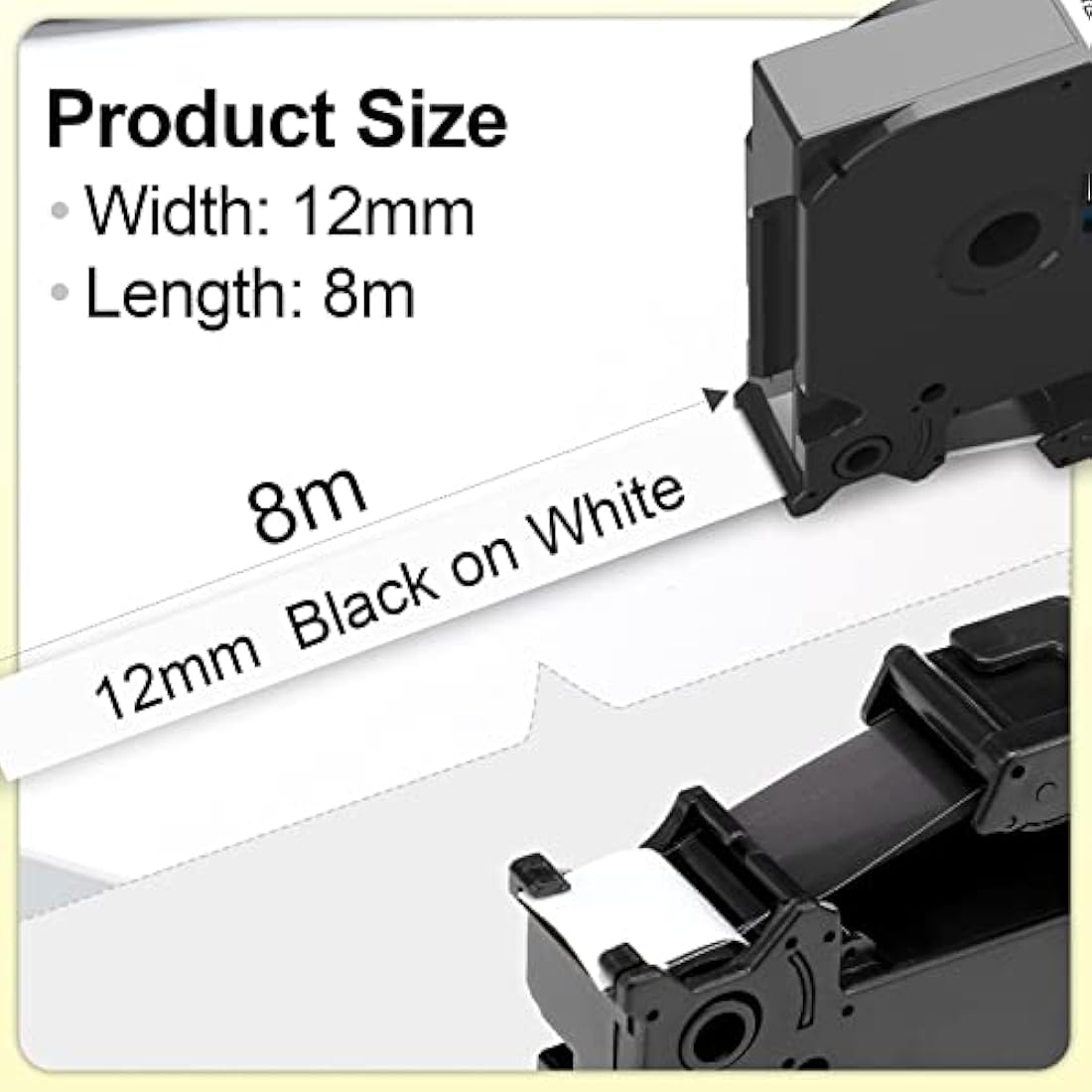 6X Upwinning Aze Label Tape 12mm Compatible with Brother P Touch Label Tape TZe-231 TZ 12mm 0.47 White Laminated Tape Cassette Replace for Brother P-Touch Label Printer 1000 H105 H107 E110 H200 D210