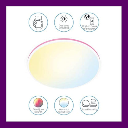 WiZ Smart Colour Arca Ceiling Light. [White], Smart LED Connected WiFi Works with Alexa, Google Assistant & HomeKit, App Control for Indoor Home Lighting, Livingroom and Bedroom