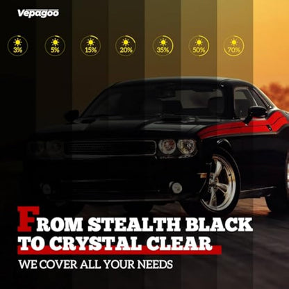 Vepagoo Universal Car Window Tint Film 35% VLT- 6.1m x 50cm Ceramic Privacy Window Tint, Blocks UV/IR Rays, Heat & Glare - Scratch Resistance Car Window Film Roll