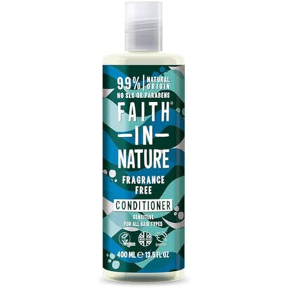 Faith In Nature Natural Fragrance Free Conditioner, Sensitive, Vegan and Cruelty Free, No SLS or Parabens, For All Hair Types, 400 ml