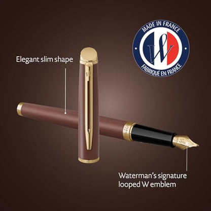 Waterman Hémisphère Fountain Pen | Copper Red (The Understated Edit Collection) | Fine Nib with Blue Ink | Gift Box