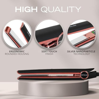 Corioliss C1 Hair Straightener for Women | Professional Titanium Plates | Ionic Flat Iron | Temperature Control 120°C to 235°C | Straightening and Waves | Travel Case | UK Plug | Black Copper