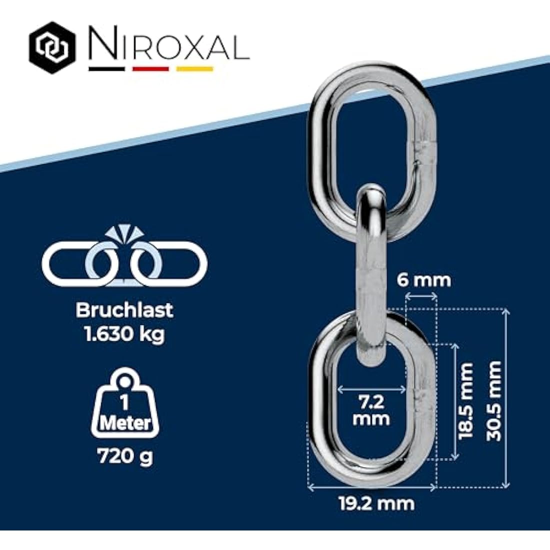 3 Pieces 300-cm = 3-Meter 6-mm Thick Stainless Steel Chain V4A Short-Linked from NietFullThings on Piece Anchor Chain DIN 5685 DIN 766 3-m