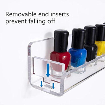 Acrylic Wall Mounted Nail Polish Display Stand Display Rack Nail Polish Organiser Storage for Wall Mounted Storage Shelves Holder - 6pcs
