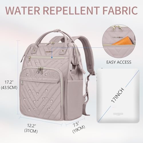 VANKEAN Laptop Backpack for Women Men 17.3 Inch Stylish Computer Work Backpack, Waterproof College Daypack Backpacks with USB Port & RFID Blocking, Business Travel Backpack