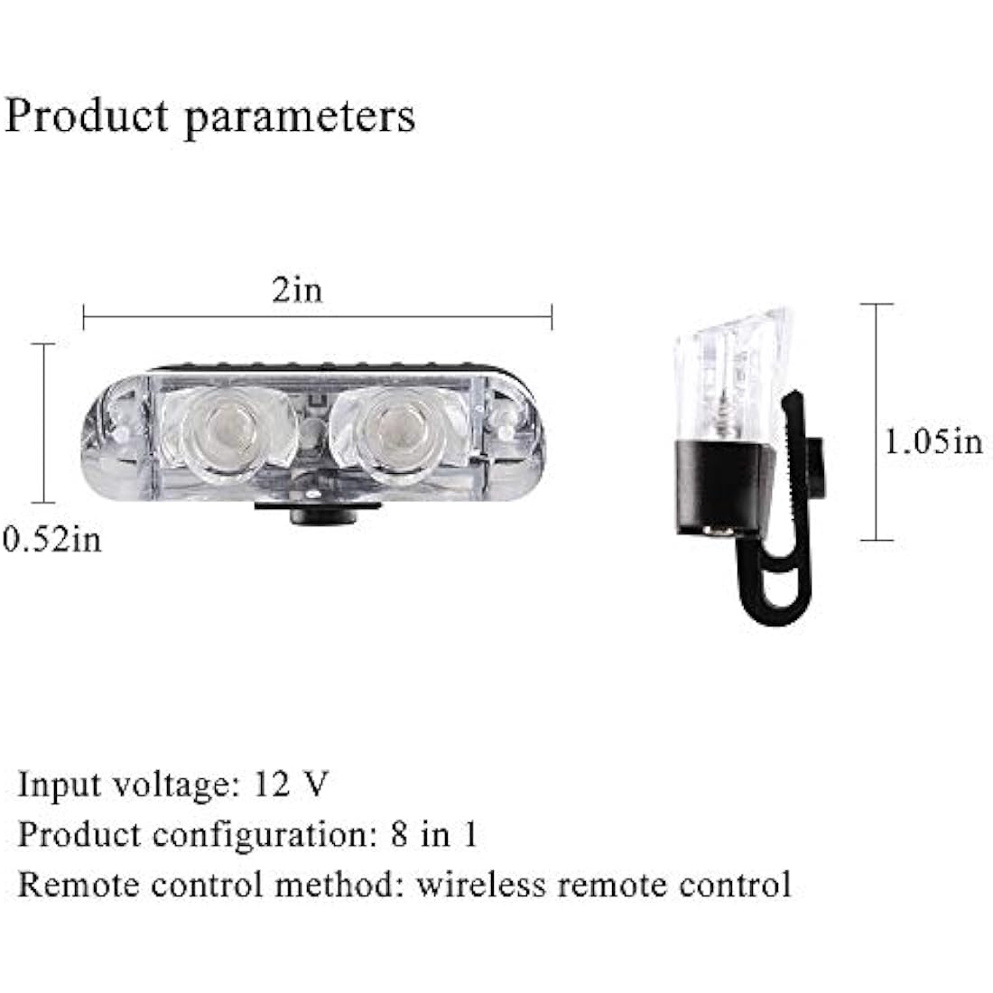 yifengshun 8 in 1 LED Emergency Strobe Lights for Trucks Vehicles Warning Flashing Guide Grille Flash DRL Police Car Motorcycle DC12V Wireless Remote Control (Blue & Red)