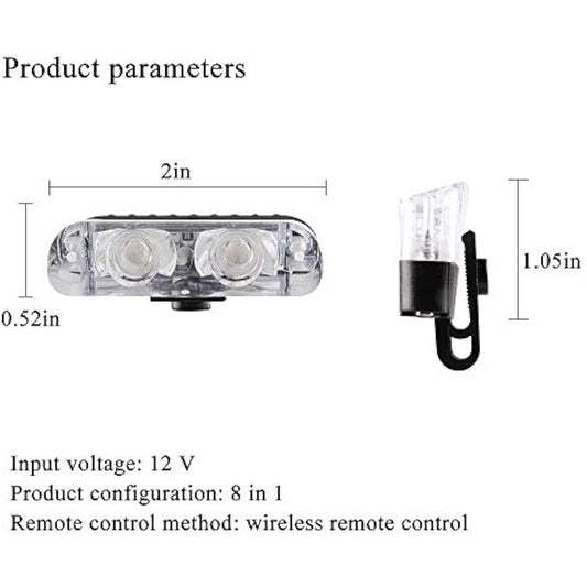 yifengshun 8 in 1 LED Emergency Strobe Lights for Trucks Vehicles Warning Flashing Guide Grille Flash DRL Police Car Motorcycle DC12V Wireless Remote Control (Blue & Red)