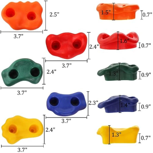 ZENFUN 25 Packs Rock Climbing Holds for Kids and Adults, Indoor & Outdoor Rock Wall Climbing Kit, Multi-Colored Climbing Rock Wall Grips with Mounting Hardware, Knotted Rope and 25 Handles