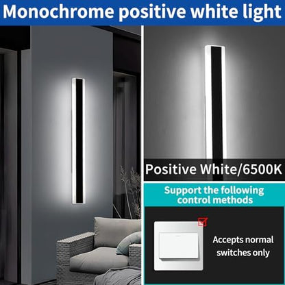 Mikeru 80cm Outdoor Wall Light, Modern 2 Pack 6500k Cool White LED Acrylic Long Wall Light, IP65 Waterproof Aluminium Fixture for Garden, Patio, Garage, Villa