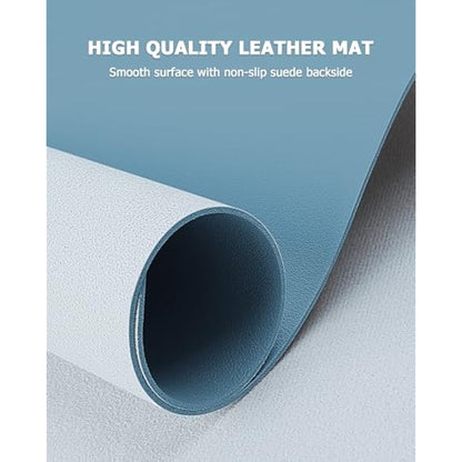 MOLMO Non-Slip Desk Mat, Waterproof Desk Pad Table Protector, Easy Clean Laptop Mat Large Mouse Pad Leather Writing Mat with Suede for Office /Home/Decor (Azure, 60 x 35 cm)