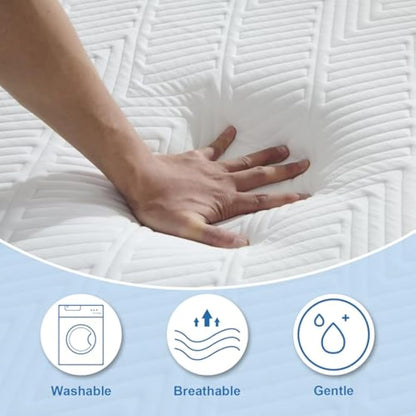 Yocreat 25CM Double Mattress, Gel Memory Foam, Pressure Relieving, Medium Firm Feel with Cooling Cover, Breathable, Double Bed Mattress 135cm x 190cm