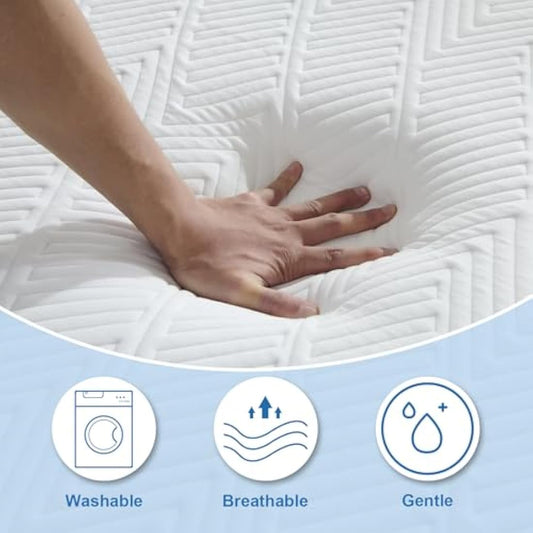 Yocreat 20CM Single Gel Memory Foam Mattress, Pressure Relieving, Medium Firm Feel with Cooling Cover, Breathable Mattress, Single Bed 90cm x 190cm