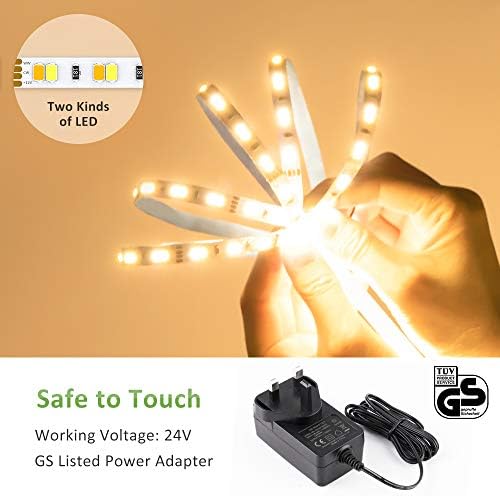 NOVOSTELLA 12M LED White Strip Lights, Dimmable 40ft 1344 LEDs, Tunable Warm White to Cool Daylight 3000K-6500K, with RF Remote Flexible LED Tape for Living Room Cabinet Bedroom Kitchen Ceiling, 24V