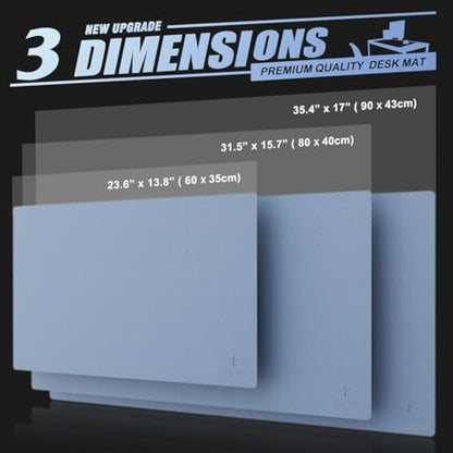 K KNODEL Small Office Leather Desk Mat, Mouse and Keyboard Pad, Computer and Laptop Mat, Desktop Protector and Cover, Writing Pad and Blotter (60x35cm, Lake Blue)
