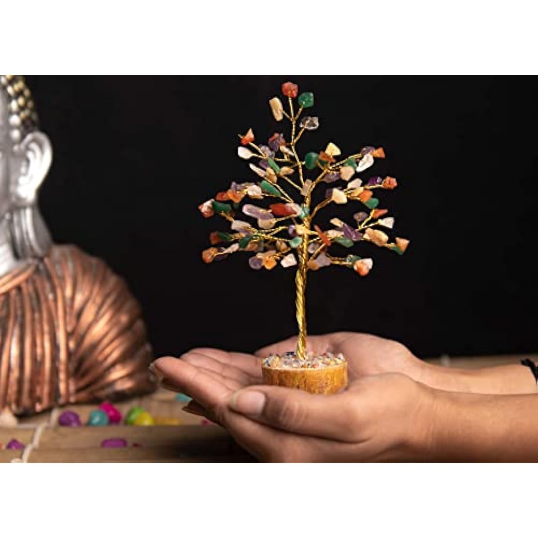Crystal Tree for Home Decorations Crystals and Healing Stones Witchy Room Crystal Decor Tree Crystal Gifts Gem Tree Christmas Tree Stands for Real Tree… (Multi_Agate_Tree)