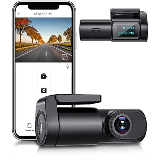 BESTSEE Dash Cam Front, 1080P Mini WiFi DashCam for Cars, Car Camera Dash with 0.96" mini screen Parking Monitor, Super Night Vision, 170° Wide Angle, App Control, G-Sensor, Easy Installation