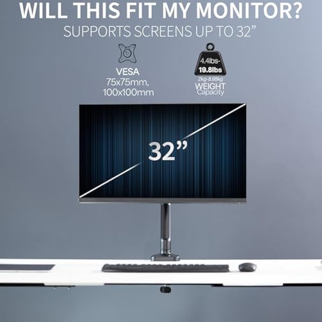 VIVO Single 17 to 32 inch Monitor Height Adjustable Counterbalance Mechanical Arm Desk Stand, Classic, Universal VESA Mount, STAND-V001O