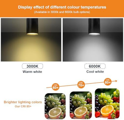 Sweier 4 Way Rotatable Black GU10 Ceiling Spotlight, 4x5W Cool White 6000K Adjustable Ceiling Light (Bulb Provided), Black Spotlights Strip for Living Room, Bedroom, Hallway, Kids Room, Kitchen