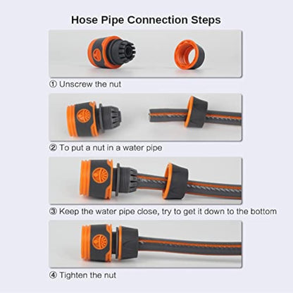 Garden Hose Connector for Hose Pipe, Outside Tap to Hose Connector Fittings Set - Quick Connector, Tap Adapter for Tap 3/4''&1/2'' 2 in 1