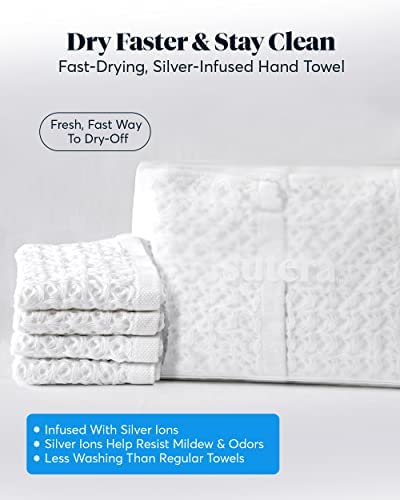 SUTERA - Waffle Hand Towel for Bathroom, Luxury Bath Towels Infused with Silver Ions, Ultra Soft Absorbent Quick Drying Design Shower Towels