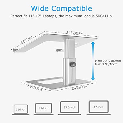 BoYata Laptop Stand, Height Adjustable Ventilated Laptop Holder, Notebook Stand Compatible with 10-17'' MacBook Pro/Air, Dell, HP, Samsung, Acer