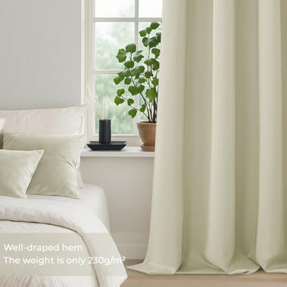 MRTREES Blackout Curtains Bedroom 90 Drop 2 Panels Biscotti Beige Eyelet Thermal Curtain for Living Room Soft Texture Window Treatments for Kids 46x90 Inch 117x228 CM