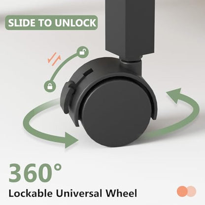 Lutown-Teen Bedside Table with Charging Station, Night Stand Small Bedside Cabinet with Open Storage Shelf and 2 Fabric Drawers, Side Table with 4 Castors for Bedroom, Living Room, Rustic Brown