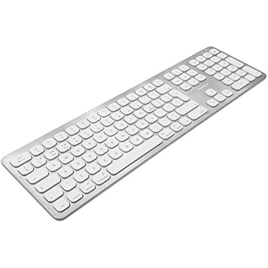 Macally BTWKEYMB-UK, extended Quick-Switch Bluetooth wireless keyboard for Mac, PC, iOS and Android, number pad, UK QWERTY layout, aluminium design