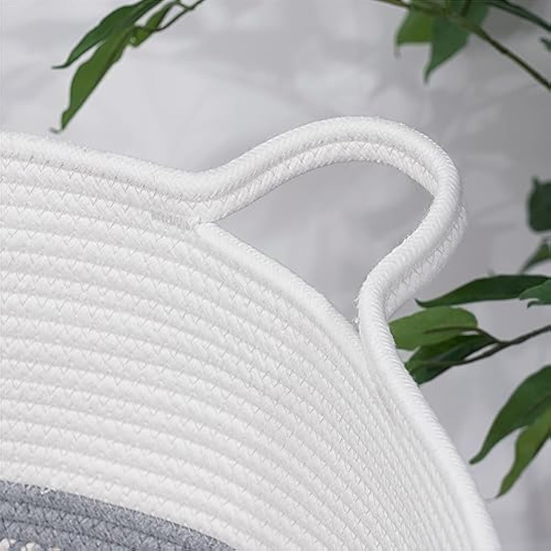 XXXL Extra Large Laundry Basket Cotton Rope Woven Basket Throw Blanket Storage Baskets Living Room with Handle for Clothes Towels Toys Living Room Bedroom Decorative Hamper, 55x35cm, Grey