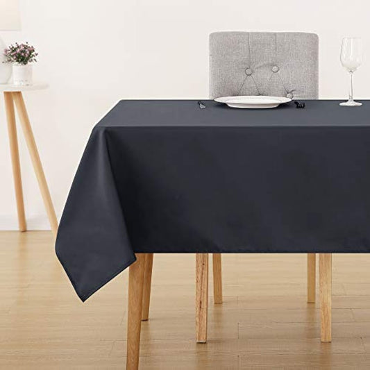 Deconovo Home Decorative Oxford Wipeable Tablecloth Rectangle Water Resistant Tablecloth for Garden Table 130x220cm(51x87in) Dark Grey