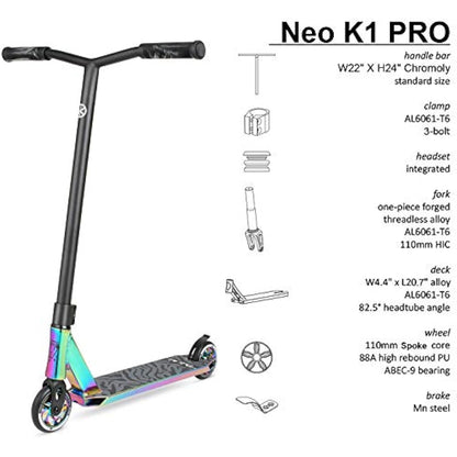 VOKUL BIZT K1 Pro Scooter - Stunt Scooters for Kids 7 Years and Up, Beginner to Intermediate Tricks Freestyle Scooters with 110MM Alloy Wheels