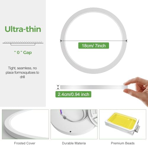 [ 4 Pack] 15W 1800LM LED Ceiling Light, Bathroom Lights Ceiling 3000K/4000K/6500K, IP44 Waterproof, Ultra Thin Round Flush Ceiling Light for Bedroom,Kitchen, Living room,Toilet,Utility Room 18cm