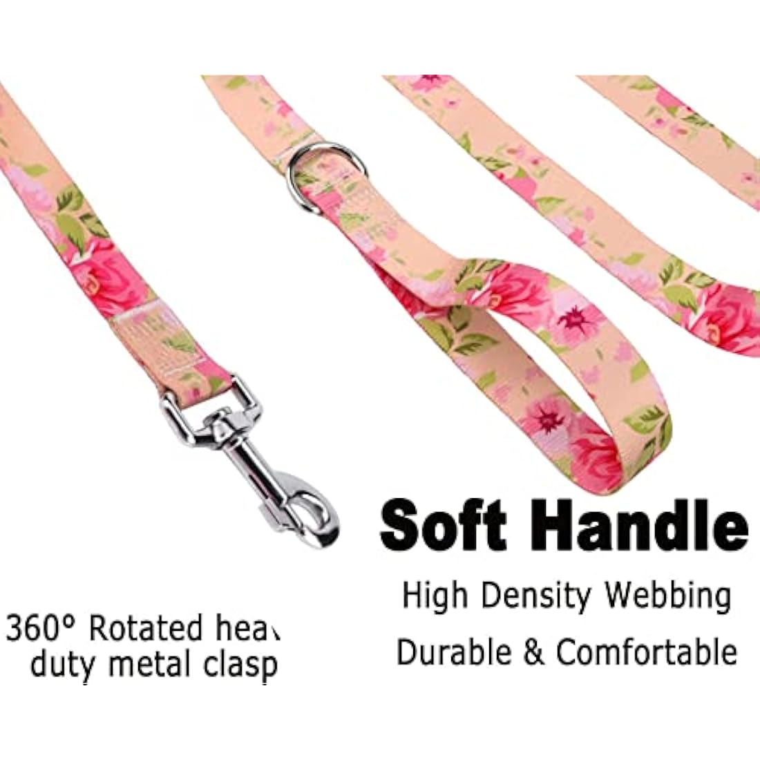 Mihqy Dog Collar and Lead Set with Bohemia Floral Tribal Geometric Patterns - Soft Ethnic Style Collar Adjustable for Small Medium Large Dogs(Pink Rose Set,S)