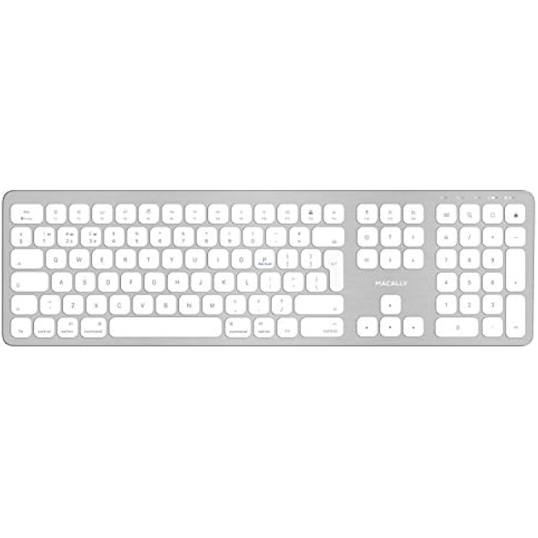 Macally BTWKEYMB-UK, extended Quick-Switch Bluetooth wireless keyboard for Mac, PC, iOS and Android, number pad, UK QWERTY layout, aluminium design