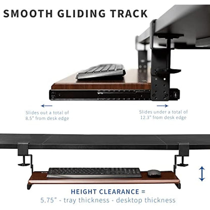VIVO Height Adjustable Clamp and 12 inch Rail Set for DIY Custom Wooden Keyboard Trays (Tray Not Included), Under Desk Pull Out Slider Track with C-clamp Mount System, Black, MOUNT-RAIL02H