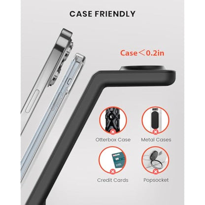 GEEKERA Wireless Charger Stand, 3 in 1 Wireless Charging Station for iPhone 16/15/14/13/12/11/Pro Max/XS/XR/X/8, Fast Charging Stand for Apple Watch 2-Ultra, Docking Station for AirPod 4/Pro/3/2-Black