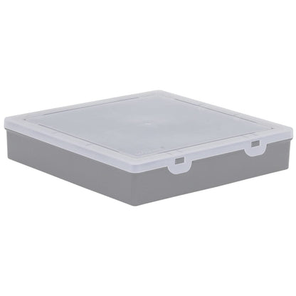 Wham 9.01 16 Division Square Plastic Craft DIY Storage Organiser Box Upcycled Soft Grey Clear Lid, 23.5 x 24.5 x 5cm