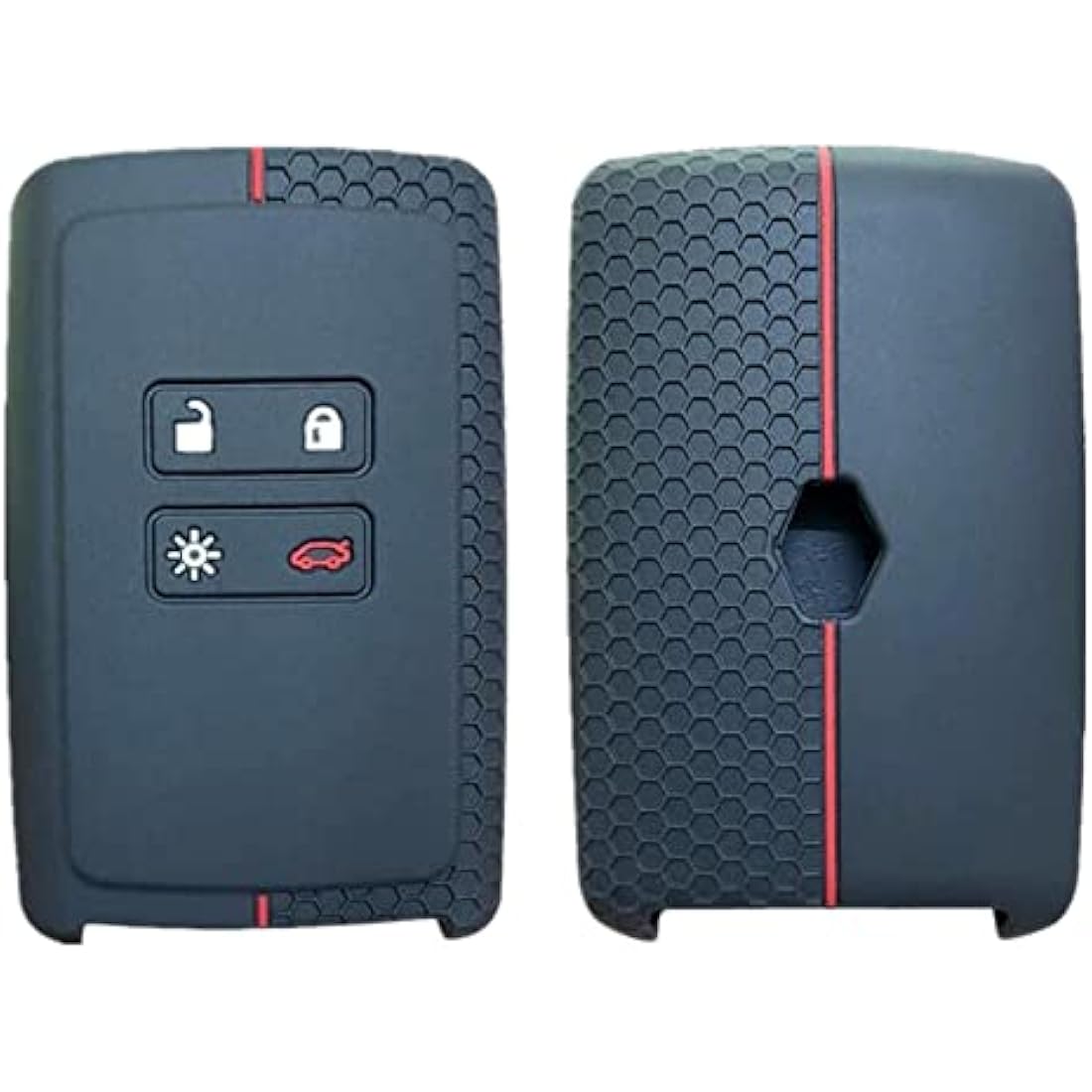 Happyit Silicone Car Key Cover Cases for Renault koleos Kadjar 4 Buttons Remote Control Skin Shell (Black + Red)
