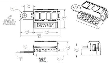Blue Sea Systems 5024 ST Blade Fuse Block Battery Terminal Mount 4 Circuit Kit