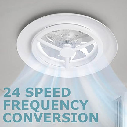 BKZO 55 cm Smart LED Ceiling Light with Fan, Ceiling Fan Lights Without Lampshade, Wind Speeds Adjustable, Stepless Dimming Light, RGB dimming, Modern Fan Lighting, 3000-5500K [Energy Class F]