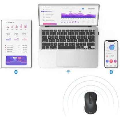 Hama Wireless Computer Mouse with 6 Buttons, Optical Mouse, Multi-Device Mouse for PC, Laptop and Notebook for Right Hand, 800-2400 DPI, Bluetooth, Windows 11/10/8/7, Android 4.3, MAC, Black