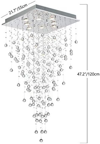BESTIER Modern Crystal Raindrop Chandelier Lighting Flush Mount LED Ceiling Light Fixture Pendant Lamp for Dining Room Bathroom Bedroom Livingroom 8 GU10 LED Bulbs Required Width 55 cm Height 120 cm