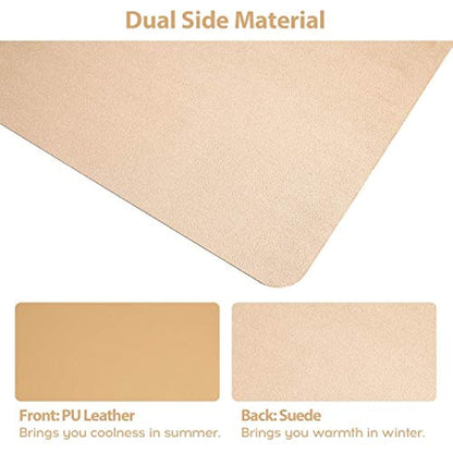 DOBAOJIA Mouse Pad Extended Mouse Mat X-Large Desk Pad Large Desk Blotter Writing Pad for Laptop/Office/Home, PU Leather Waterproof +Suede Non-Slip 31.5'' X 15.7'' (Khaki)