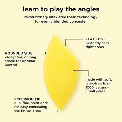 Real Techniques Miracle Complexion Sponge + Concealer Sponge Duo, Makeup Blending Sponges For Foundation & Concealer, Offers Light To Medium Coverage, Natural, Dewy Makeup, Latex-Free Foam 2 Count