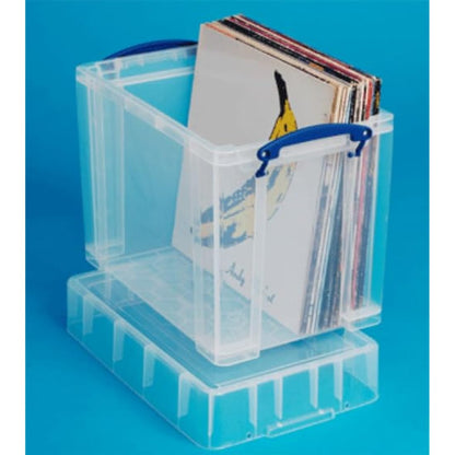 Really Useful Plastic Storage Box 19 Litre with XL Lid Clear - Secure, Transparent, and Stackable Storage Solution for 12" Files (‎39.5 x 33 x 25.5 cm)